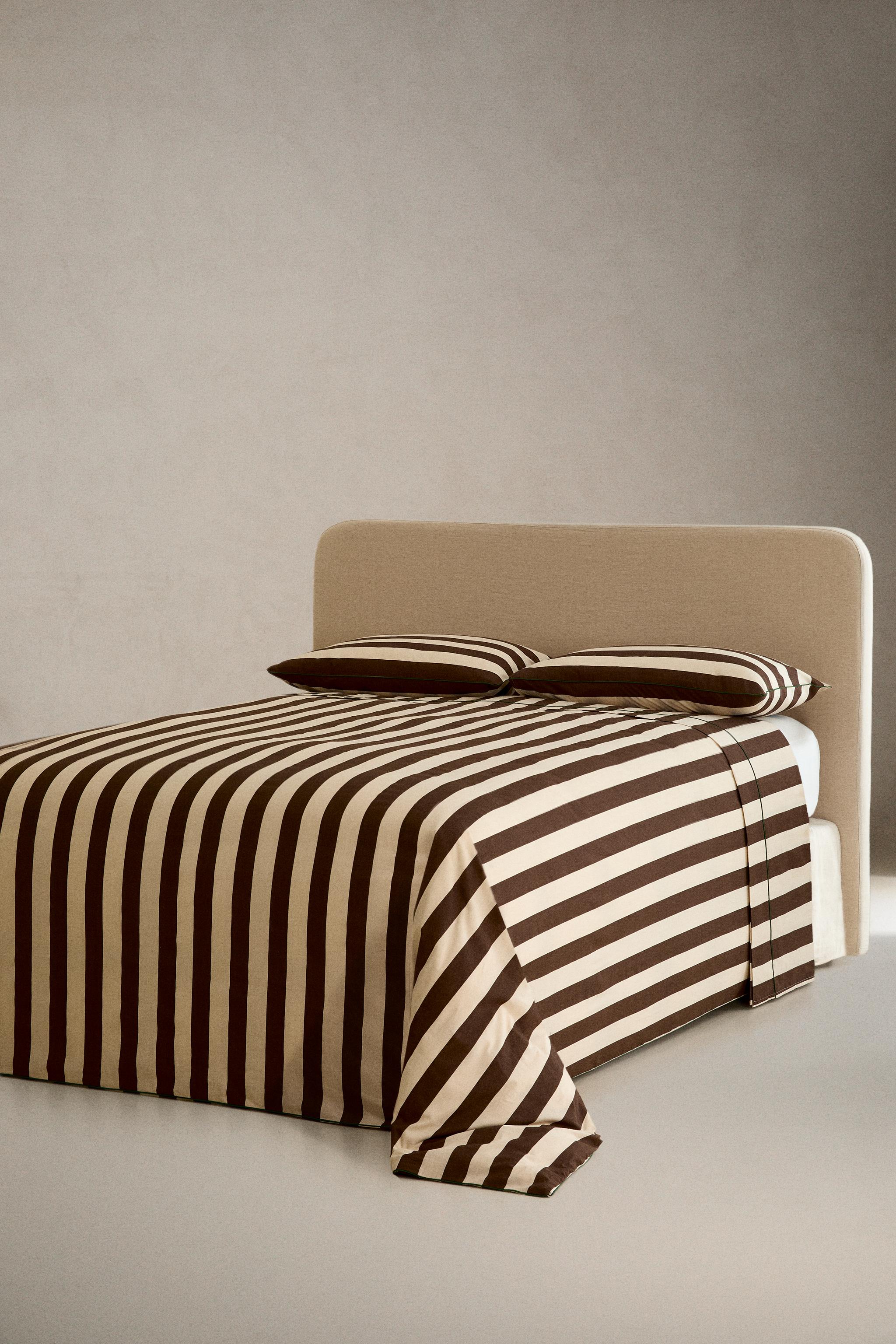 FADED STRIPED COTTON FLAT SHEET