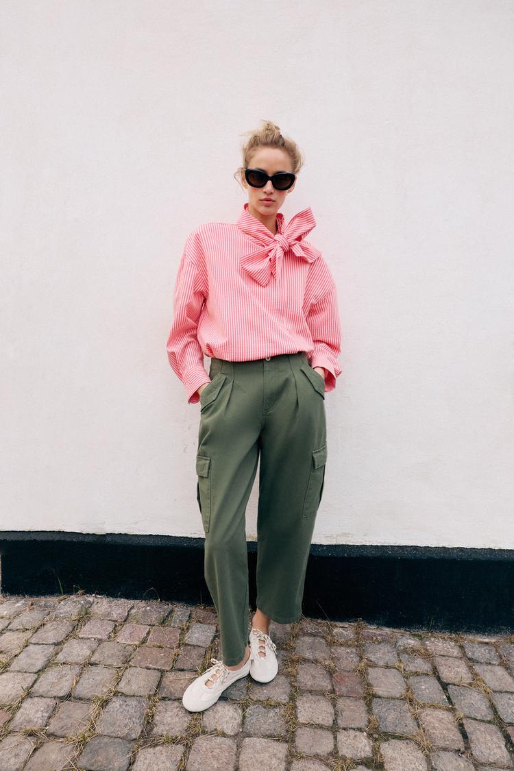 BAĞCIKLI ÇİZGİLİ GÖMLEK