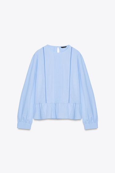 Zara 飾邊傘狀罩衫 - 淡藍色