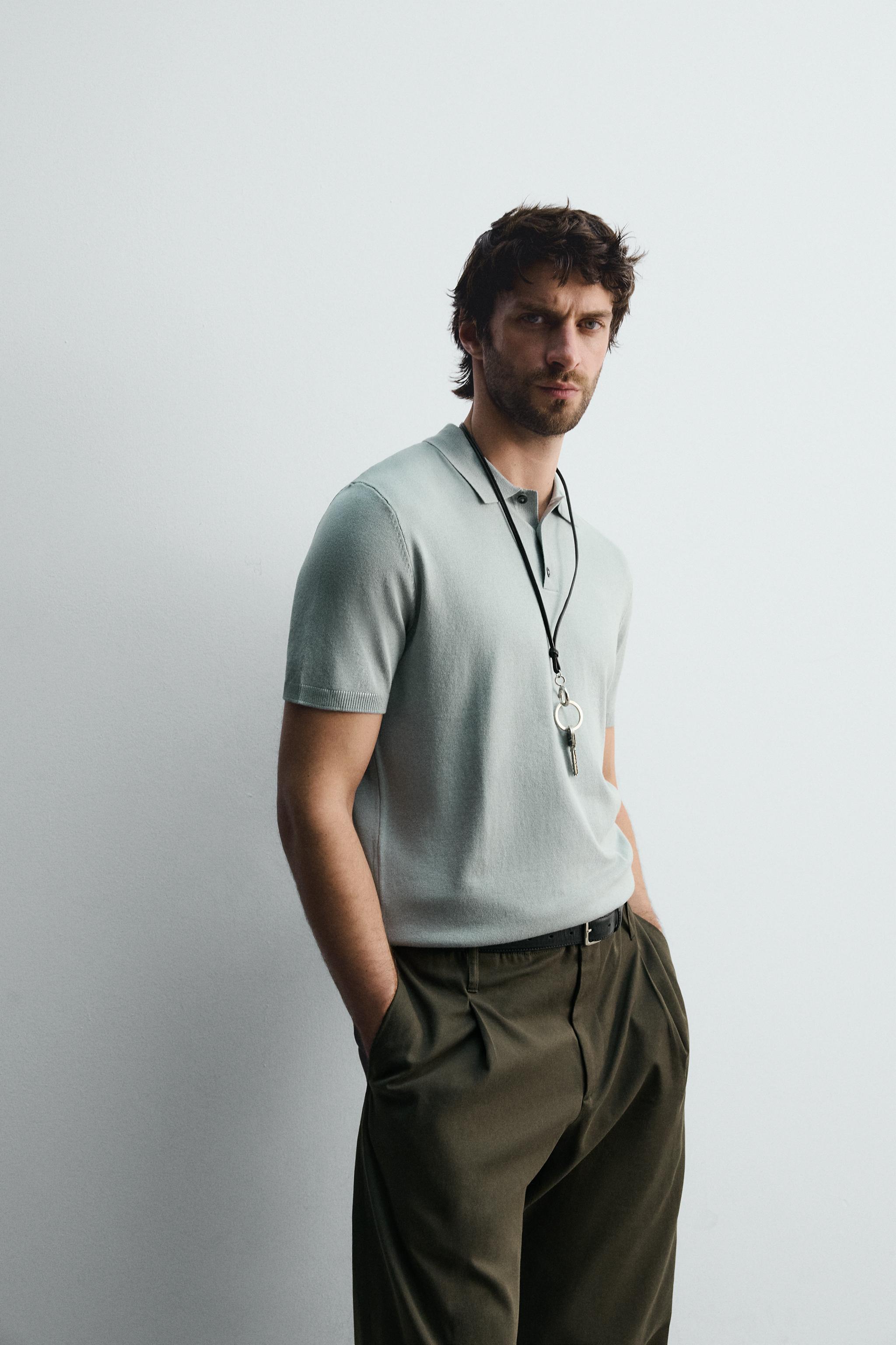 VISCOSE BLEND KNIT POLO SHIRT