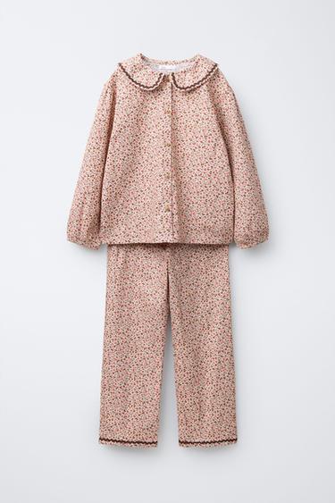 AGES 6-14 / LACE TRIM FLORAL PYJAMAS - Pink by Zara