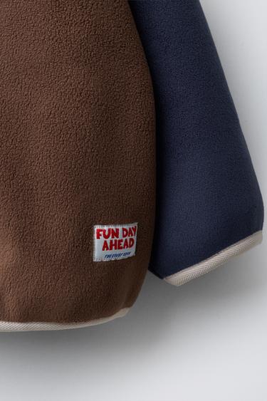 SWEAT POLAIRE COLOR BLOCK À ÉTIQUETTE - Bleu marine de Zara - Image 3