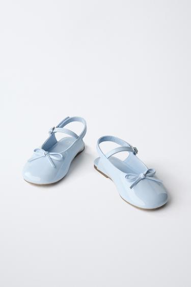 BALLERINES OUVERTES À L'ARRIÈRE AVEC NŒUD - Bleu de Zara - Image 2