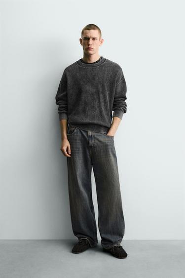 WASHED RIBBED TEXTURED JUMPER - Black by Zara
