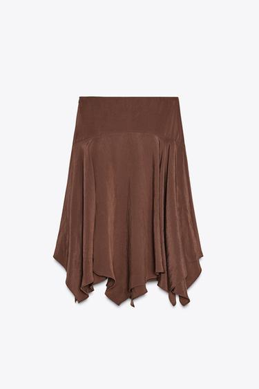 ASYMMETRIC FLOWING SKIRT - Chocolate brown by Zara - Image 4