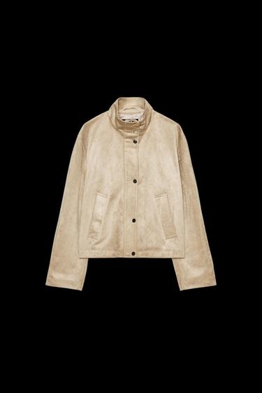 FAUX SUEDE JACKET - camel by Zara - Image 0