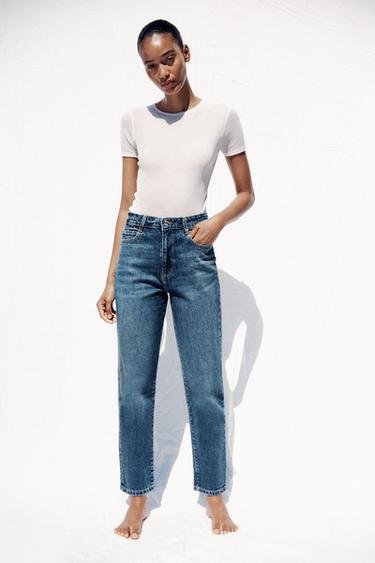 Zara Z1975系列高腰媽咪版牛仔褲 - 藍色