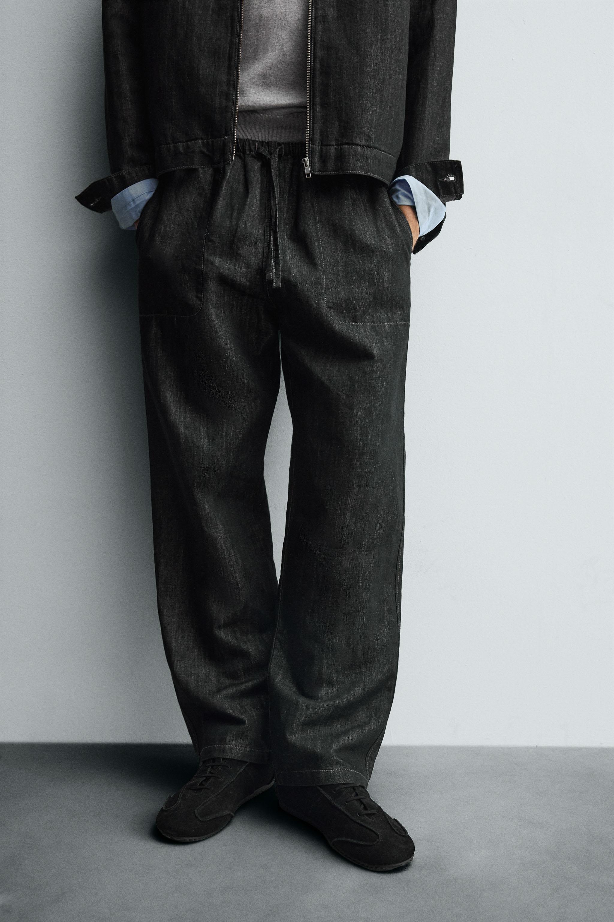 リラックスフィットジョガーデニムパンツ - ブラック | ZARA