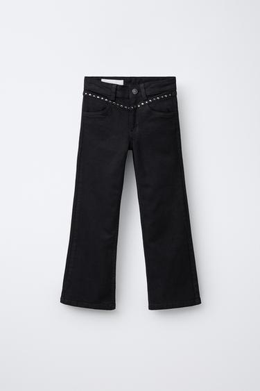 STUDDED FLARE TROUSERS - Black by Zara