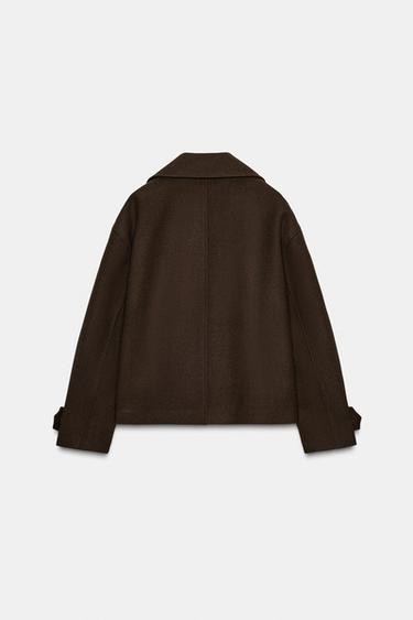 MANTEAU COURT CROISÉ - Marron de Zara - Image 4