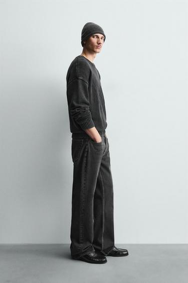 PULL LAVÉ BRODÉ - Noir de Zara - Image 3
