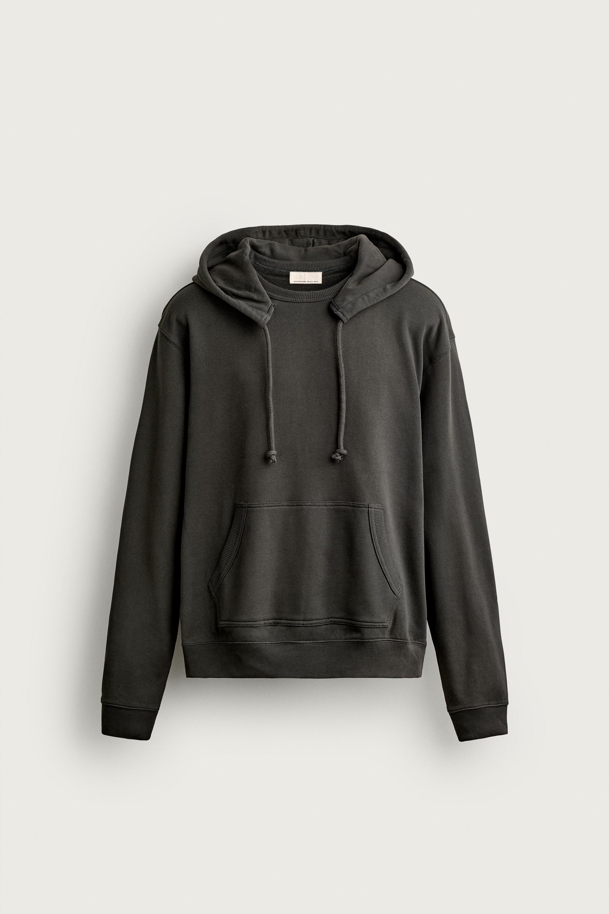 HOODED CREWNECK SWEATSHIRT — Dark gray