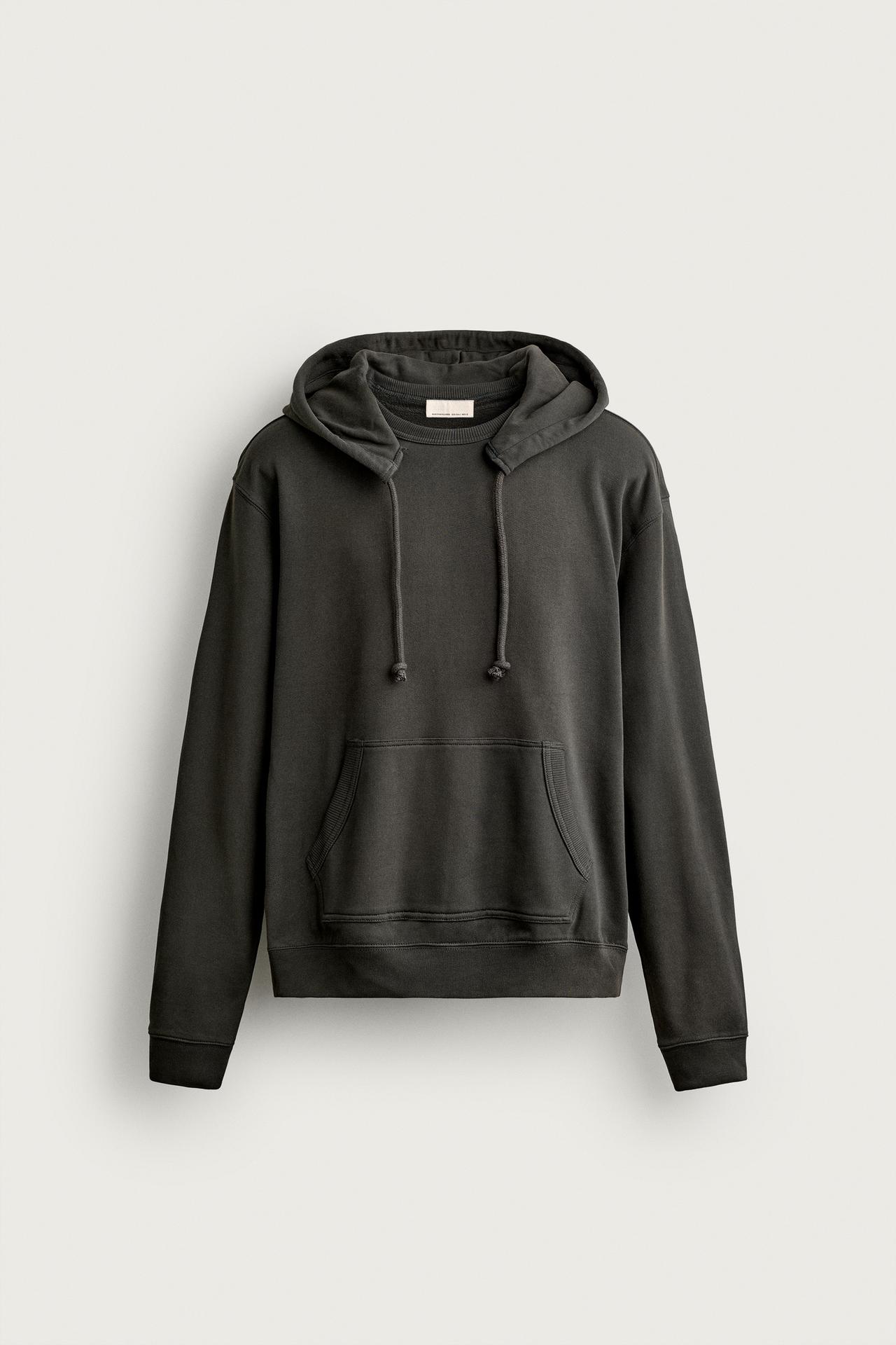 HOODED CREWNECK SWEATSHIRT — Dark gray