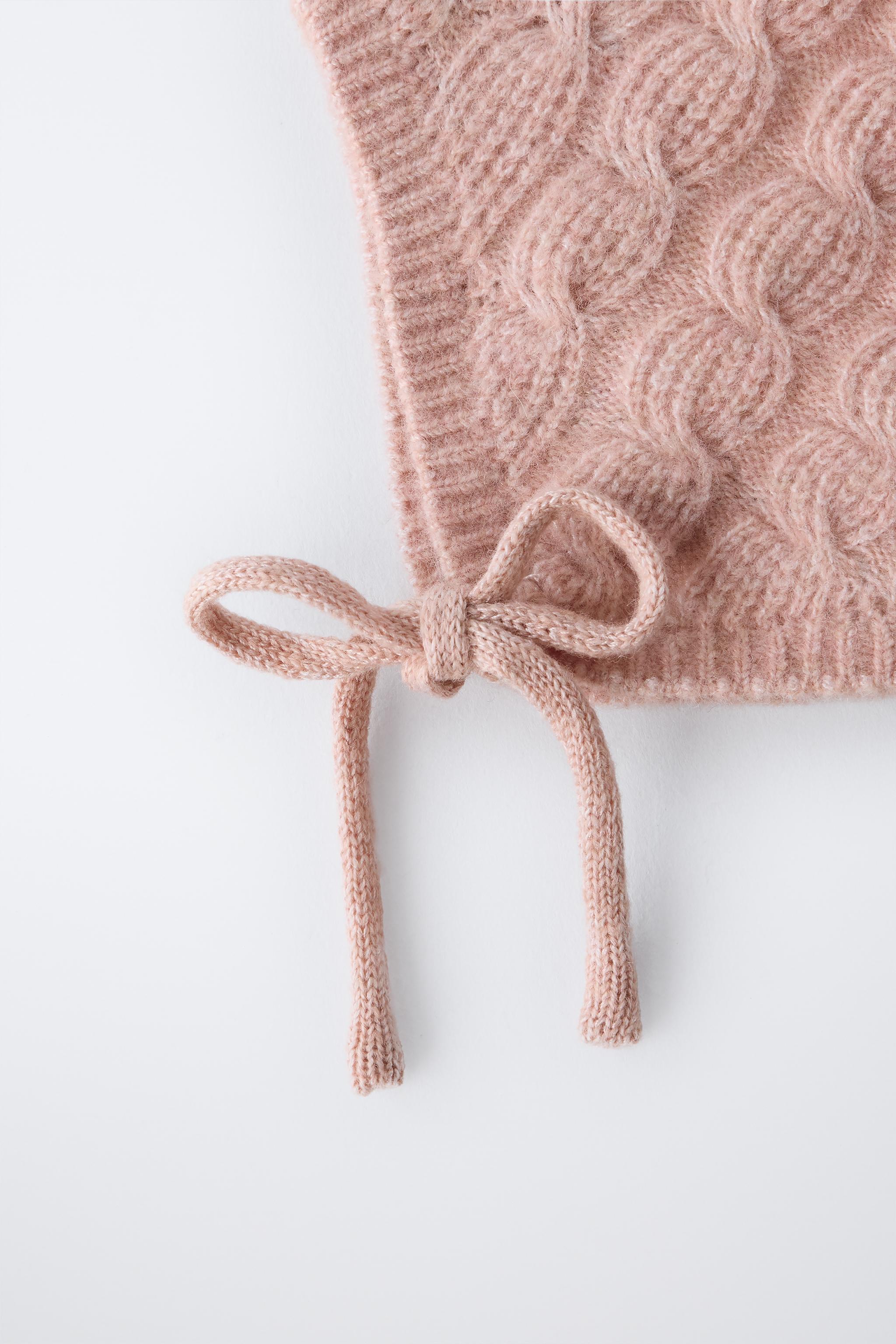 CABLE KNIT BONNET - Light pink | ZARA Canada