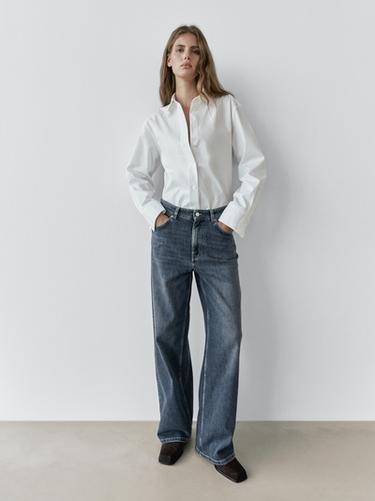 Jeans relaxed fit tiro medio - Azul medio de Zara