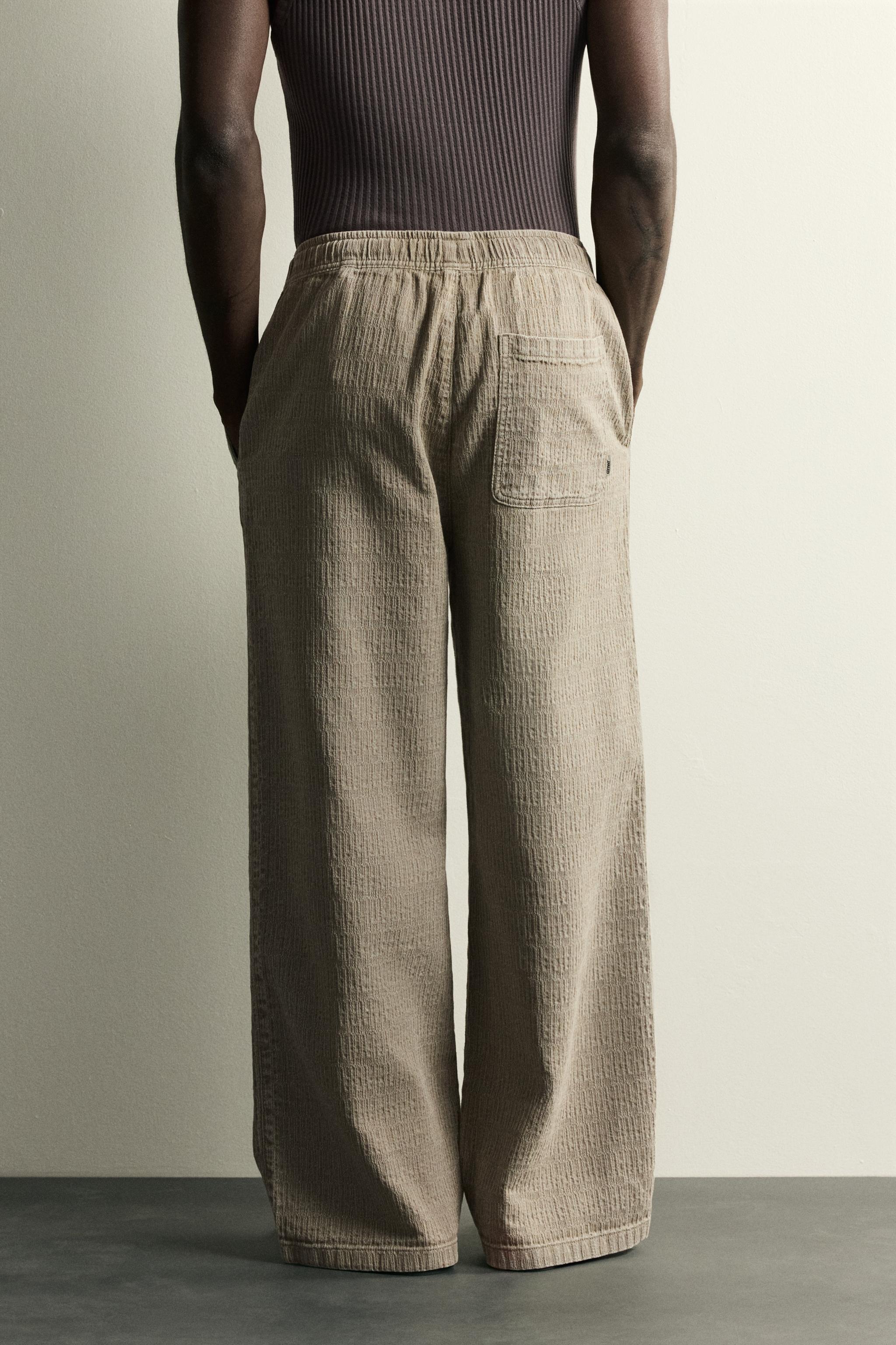 WASHED JACQUARD RELAXED FIT PANTS