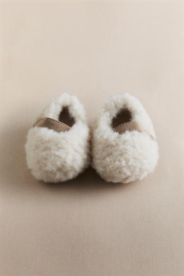 FAUX SHEARLING BALLERINA BOOTIES - Ecru White by Zara - Image 5