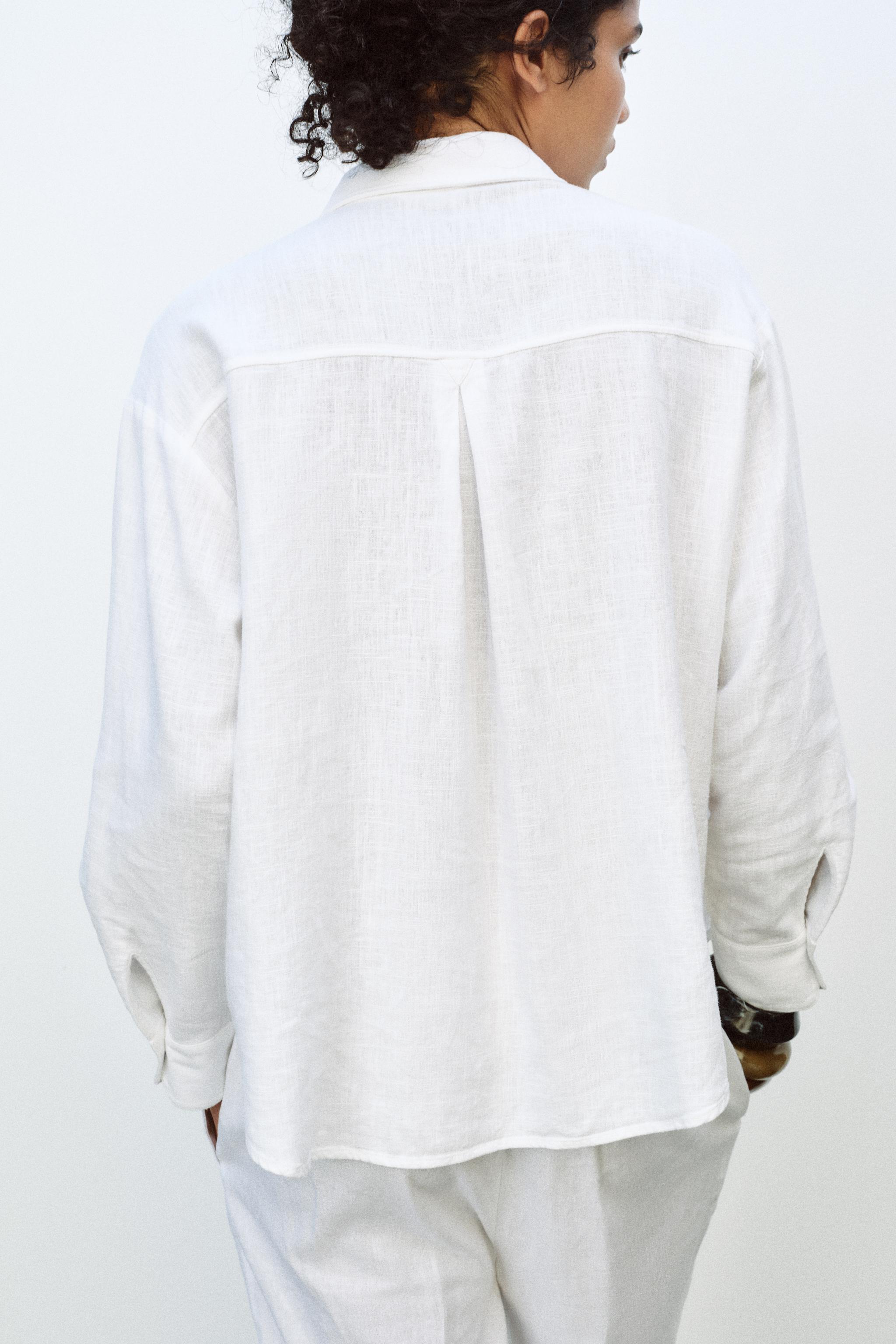 人気アイテム OVERSIZED LINEN BLEND SHIRT - Blue / White | ZARA United States ネイルチップ・付け爪