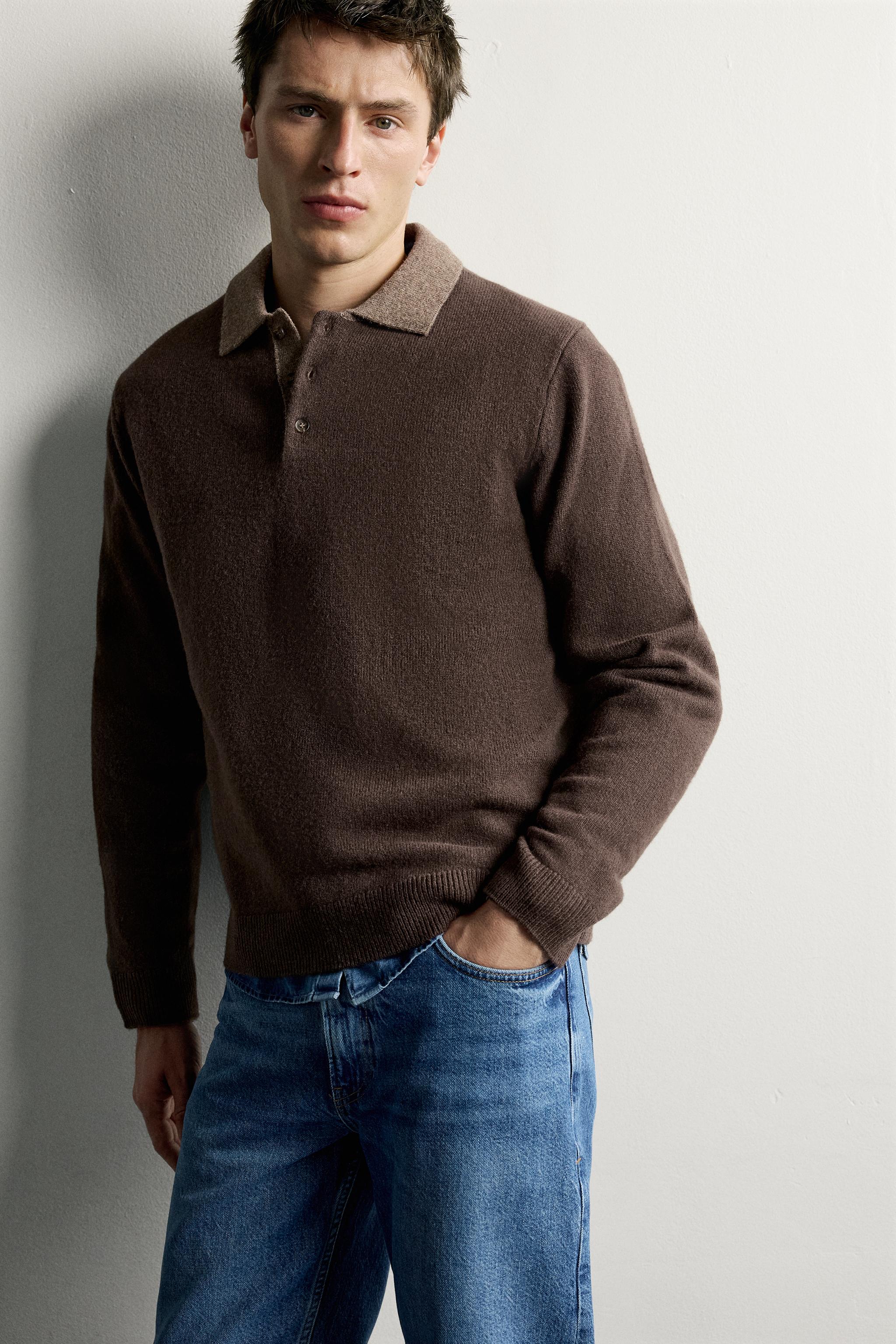 100% WOOL CONTRAST KNIT POLO