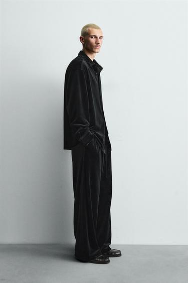 PANTALON COUPE DÉCONTRACTÉE EN VELOURS - Noir de Zara - Image 3