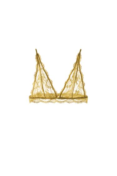 SUJETADOR TRIANGULAR ENCAJE - amarillo de Zara