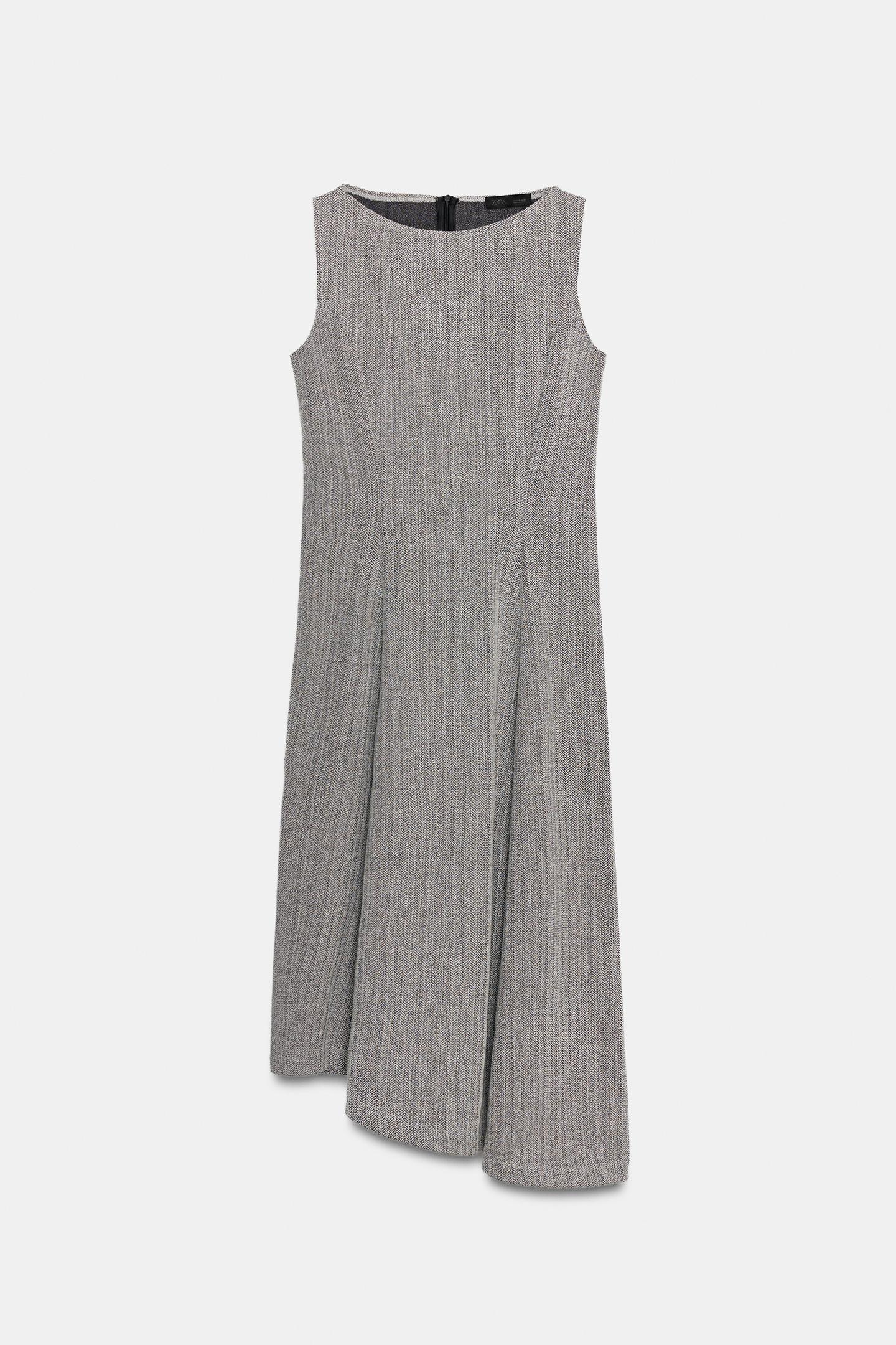 Женское платье Zara Asymmetric MIDI, цвет: Чёрный / Белый — фото 6