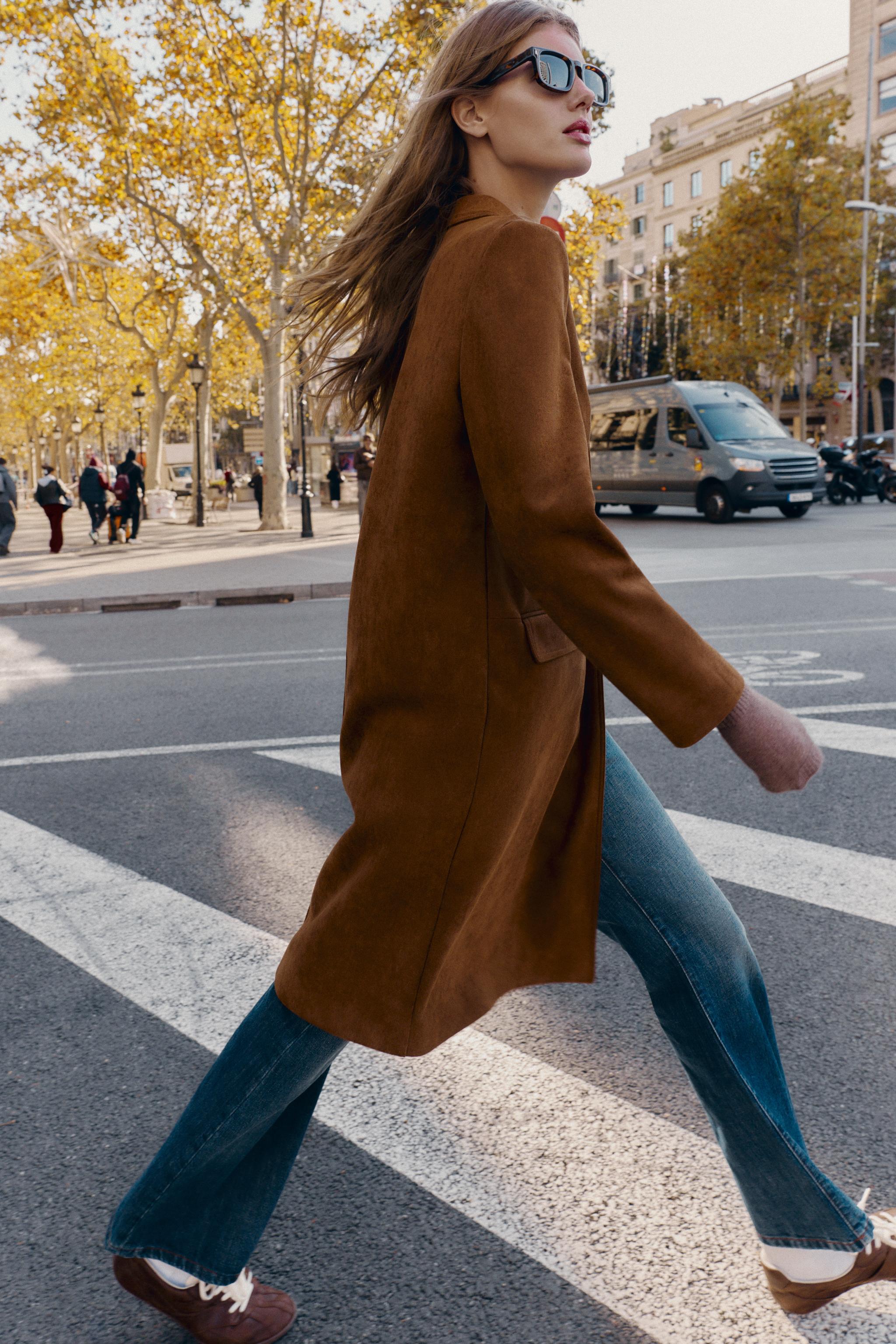 MANTEAU VESTE LONGUE EFFET DAIM