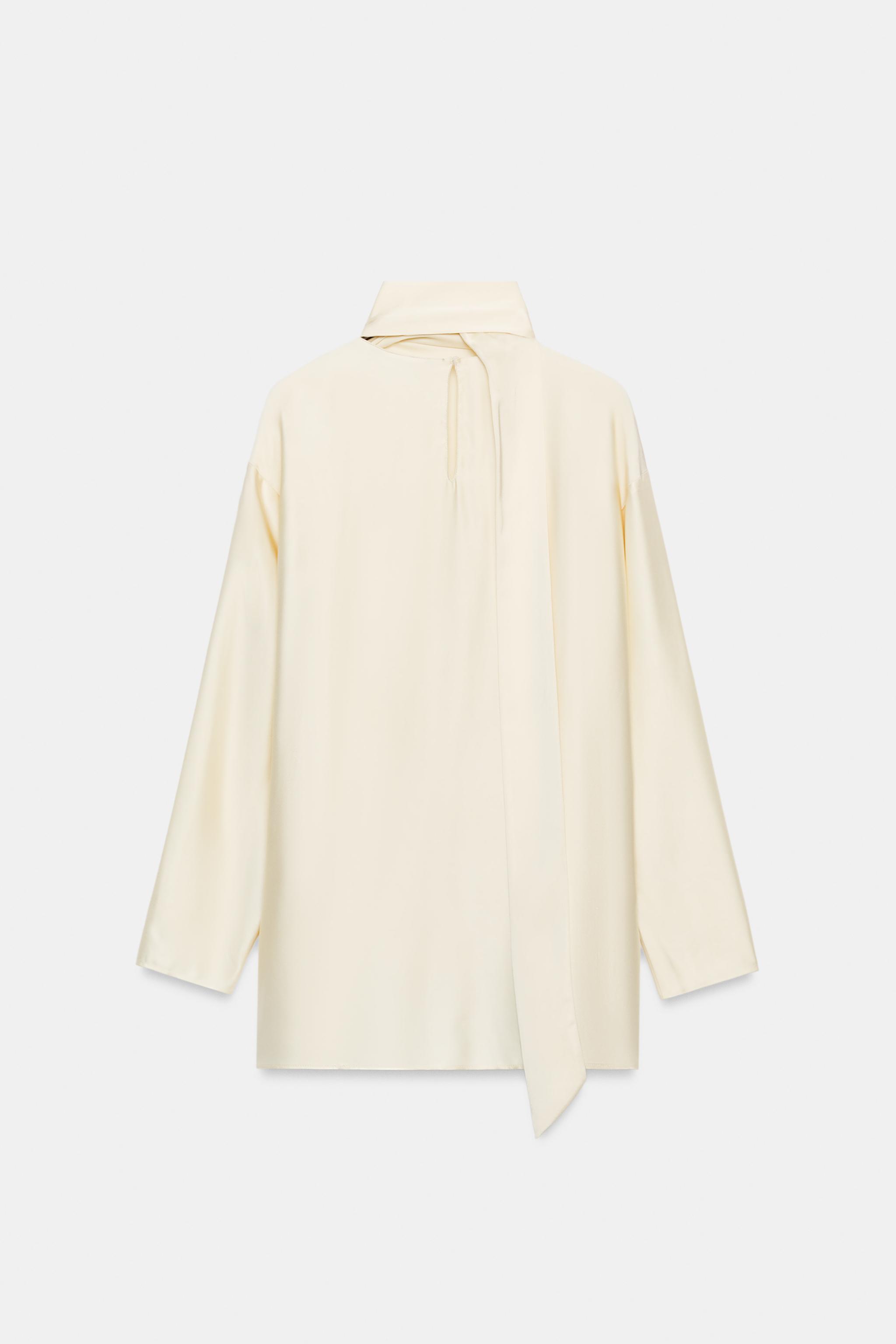 Zara ZW COLLECTION SATIN TIE SHIRT — фото 11