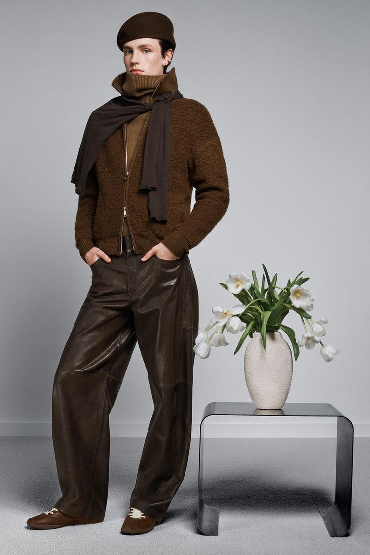 95% WOOL HIGH NECK JUMPER Light brown ZARA Thailand