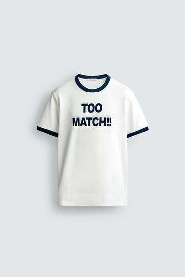 コントラストリブテキストＴシャツオフホワイトZaraのコントラストリブテキストＴシャツ - オフホワイト 