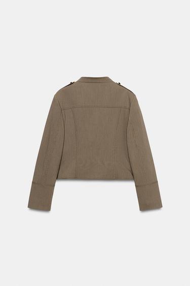 VESTE COURTE À BOUTONS - marron chiné de Zara - Image 2