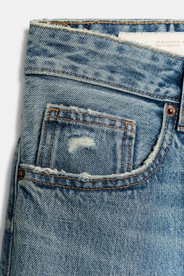 TRF RIPPED MID-WAIST BOYFRIEND JEANS - Blue by Zara - Image 9