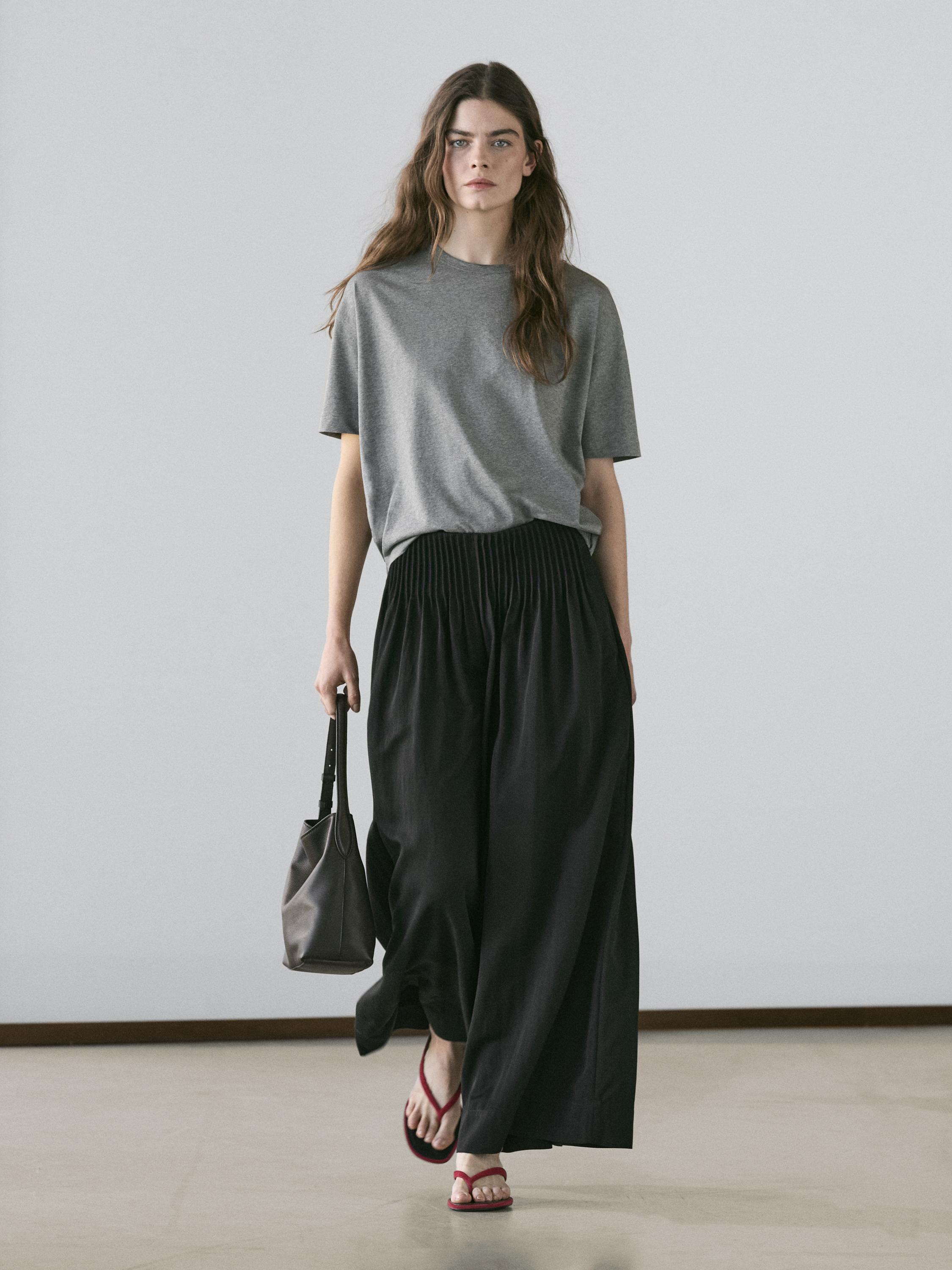 Pantalon wide leg ample fluide
