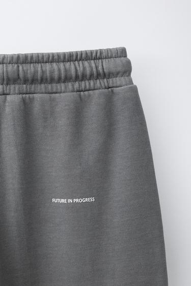PANTALON EN MOLLETON DROIT INTERLOCK TEINT EN PIÈCE - Gris de Zara - Image 3