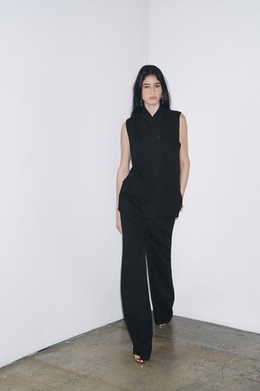 BUCKLE LINEN BLEND TROUSERS ZW COLLECTION - Black by Zara - Image 1