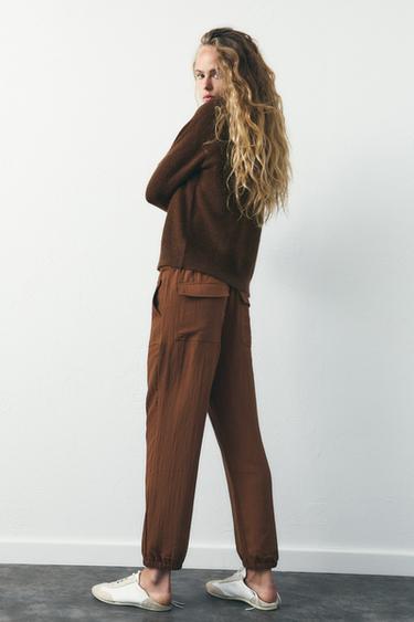 PANTALÓN JOGGER FLUIDO - Chocolate de Zara