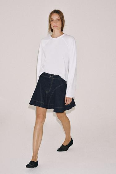 JUPE COURTE EN JEAN ZW COLLECTION - Bleu de Zara - Image 6