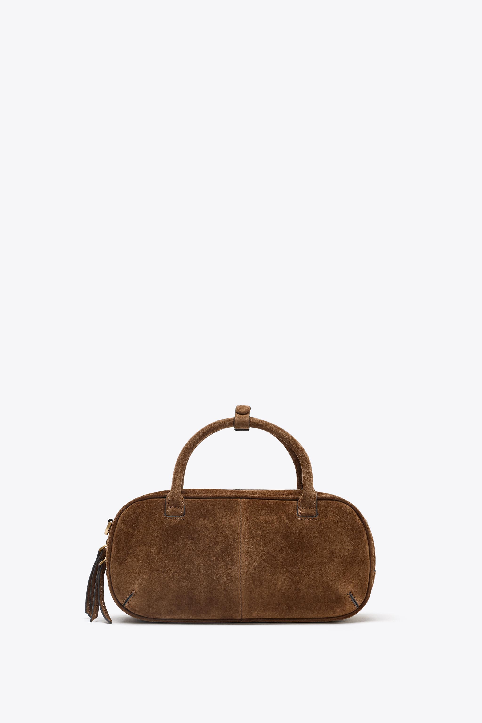 SPLIT SUEDE MINI BAG WITH DOUBLE HANDLE - Brown | ZARA Australia