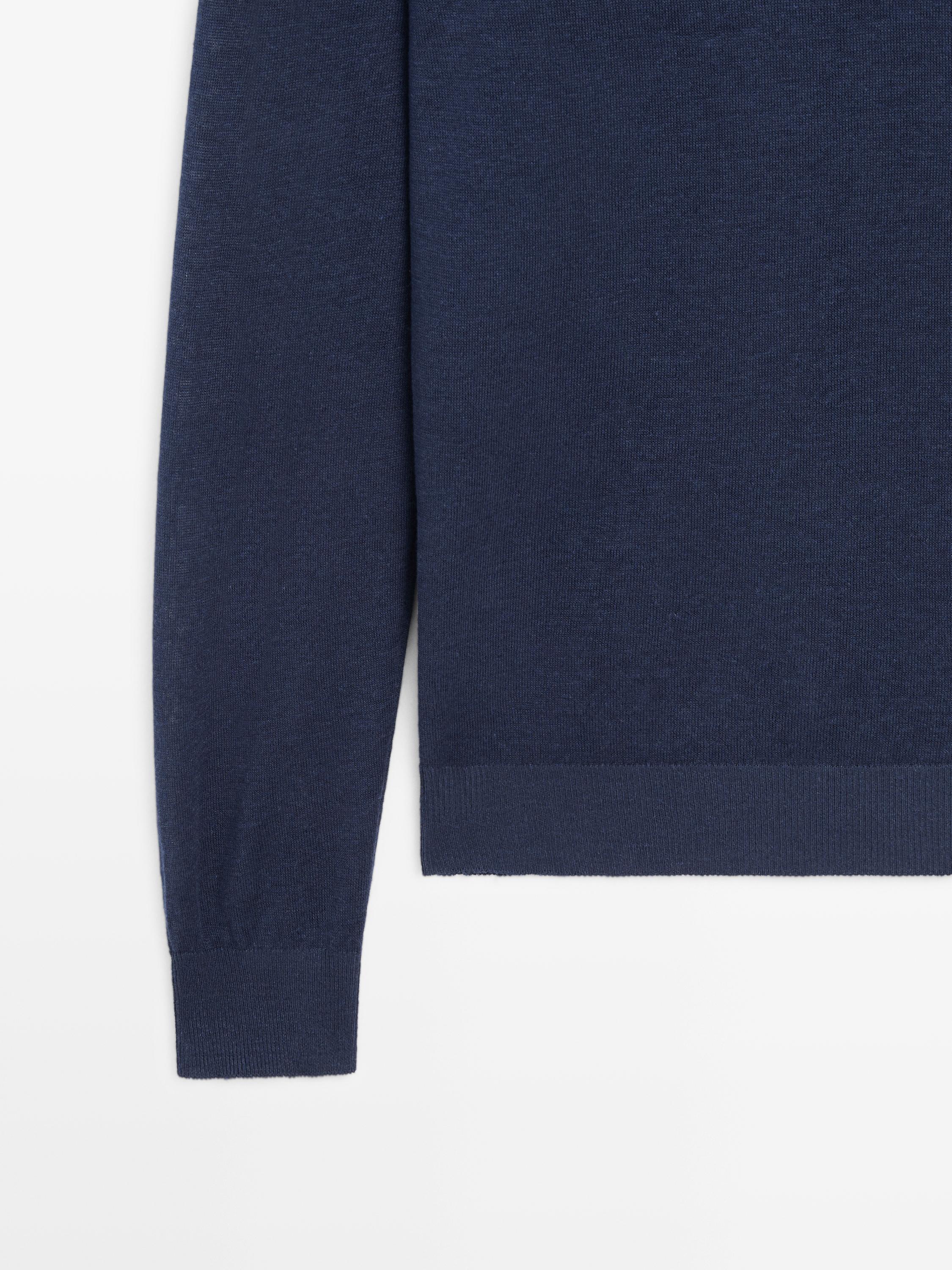 Linen and cashmere knit crew neck sweater
