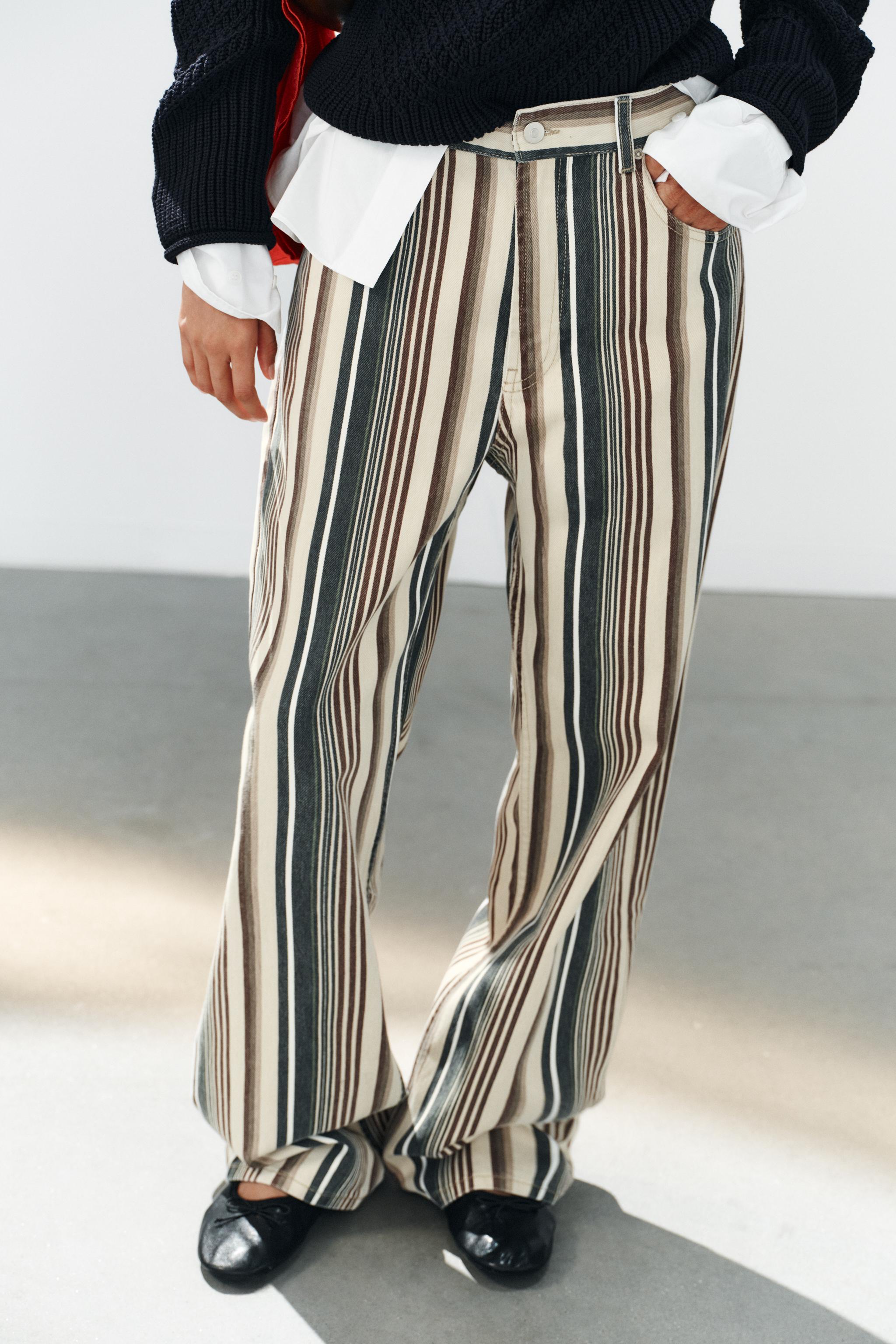 Zara TRF BOYFRIEND ORTA BEL ÇİZGİLİ JEAN görsel 2