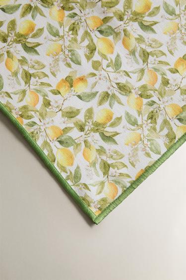 RESIN-COATED LEMON PRINT COTTON PLACEMAT - Greenish by Zara - Image 2