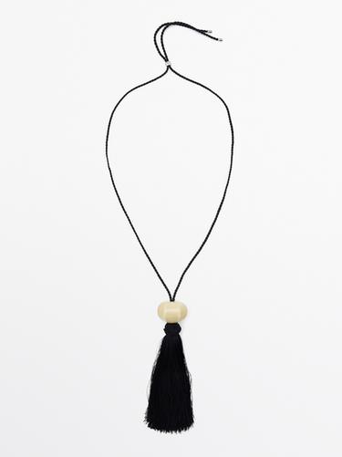 Zara Ceramic tassel necklace - Black - Image 0