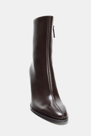 HIGH-HEEL ANKLE BOOTS - Burgundy Red by Zara - Image 5