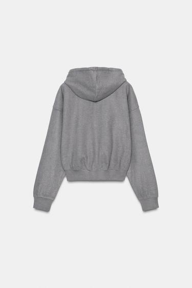 SWEAT À CAPUCHE CÔTELÉ DOUX - Gris moyen de Zara - Image 4