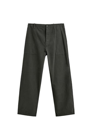 Zara RELAXED FIT PANTS WITH BELT LOOPS - Brown