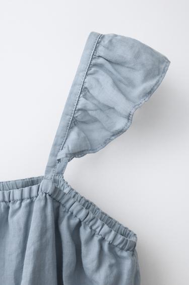 100% RAMIE CROP TOP - Blue / Grey by Zara - Image 2