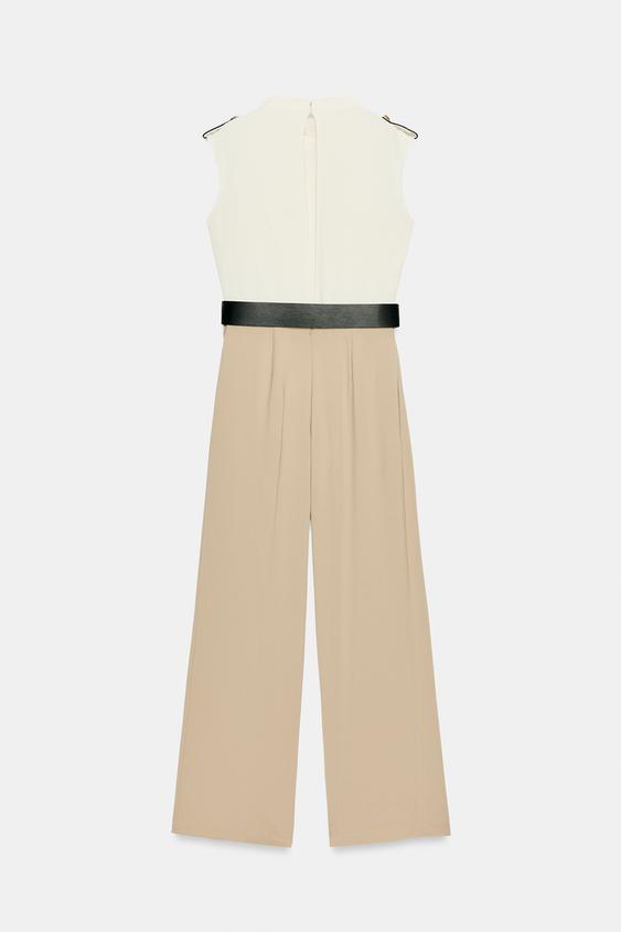 COMBINAISON BIMATIÈRE AVEC CEINTURE - Écru / Beige de Zara - Image 7