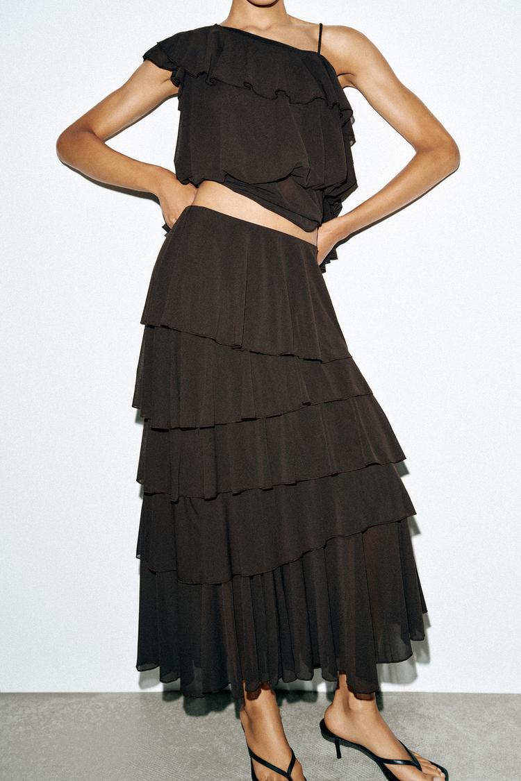 Falda midi con volantes 2