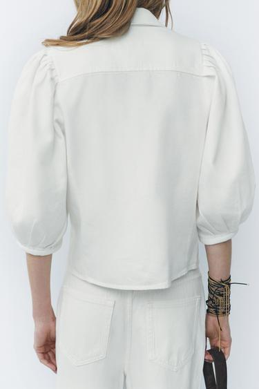 BLOUSE EN JEAN ZW COLLECTION - Blanc cassé de Zara - Image 2