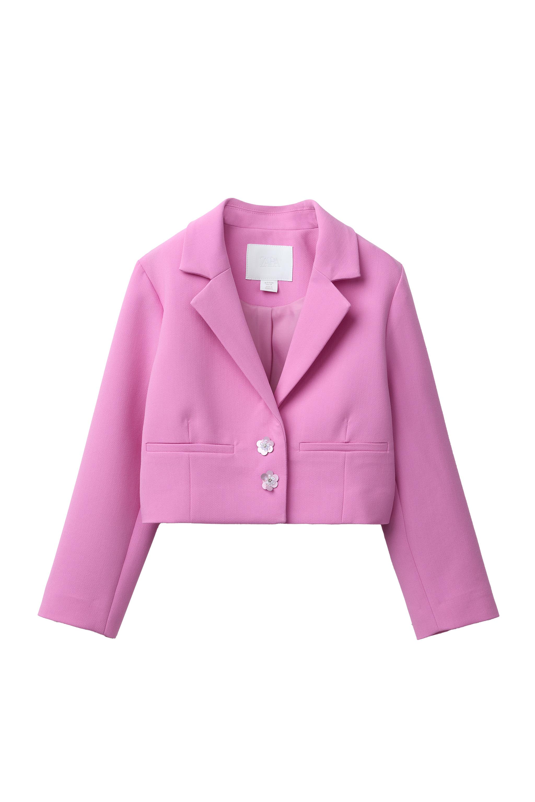 クロップドブレザー ジュエルボタン - ピンク | ZARA Japan / 日本